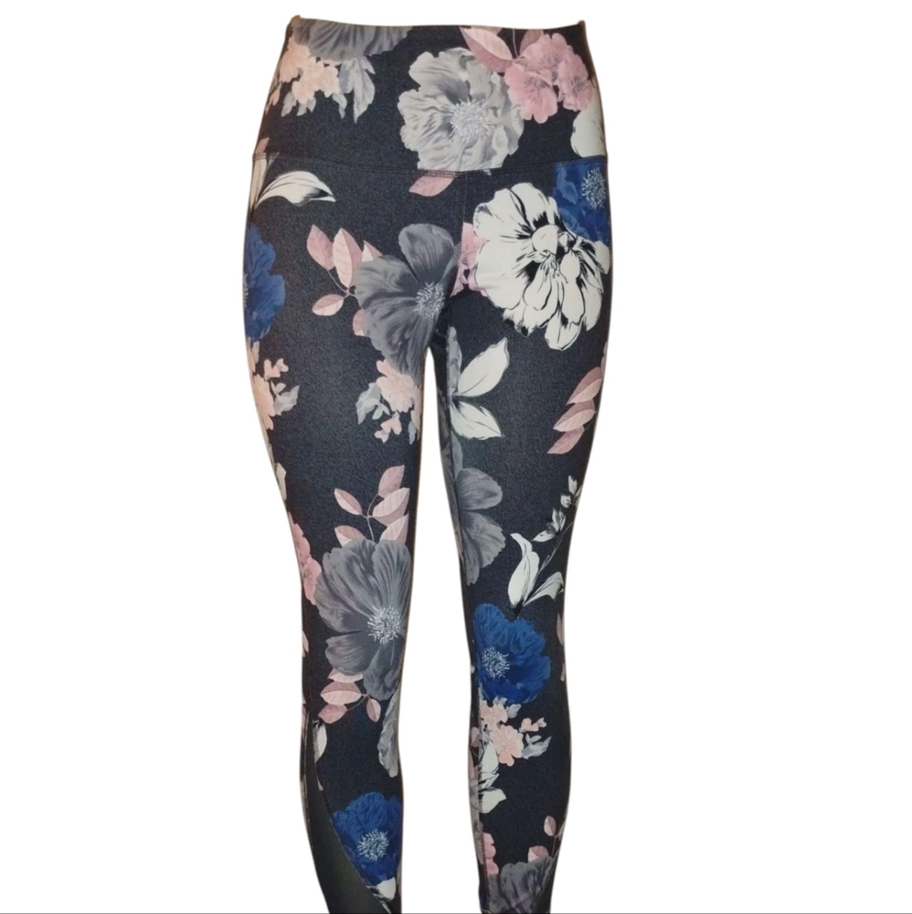 Old Navy Women's Floral Leggings - Black, Blue, and Pink